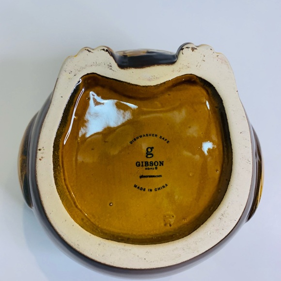 Gibson Home Brown And Gold Ceramic Owl Cookie Jar Canister 7.5” Vintage - Picture 7 of 8